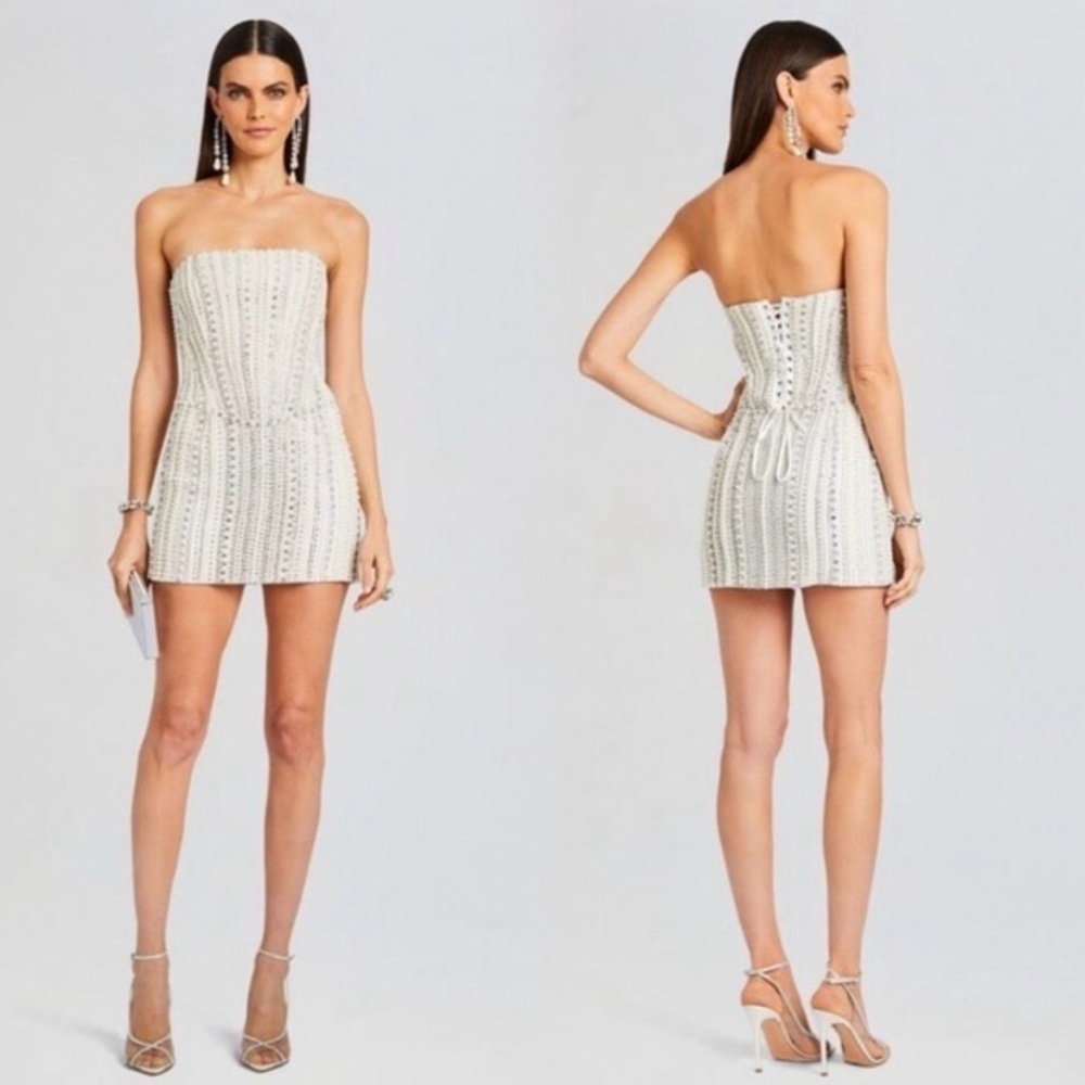 Retrofete Esmeray Strapless Embellished Dress Size S $1598